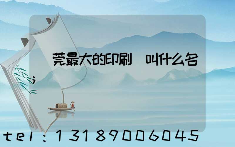 東莞最大的印刷廠叫什么名